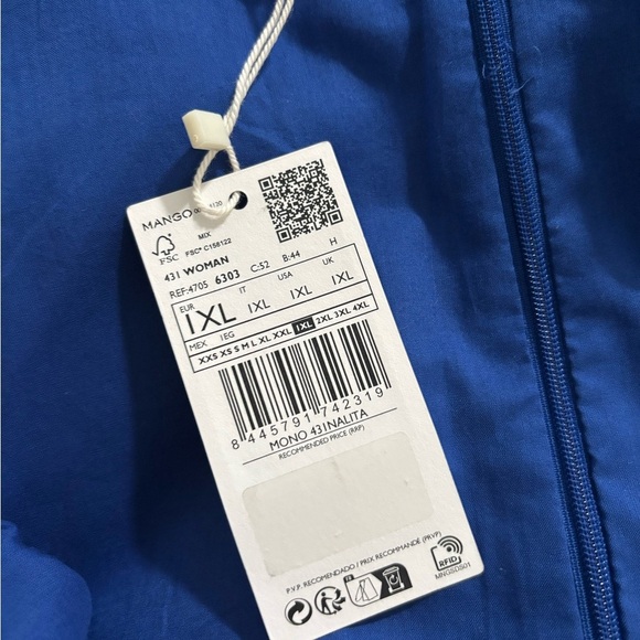 NWT MNG Women’s Linen Elegant Blue Jumpsuit with Belt - Picture 11 of 16